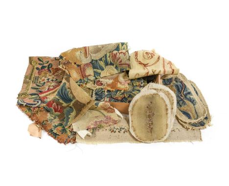 Collection of Late 17th and 18th Century Tapestry Remnants, comprising eleven in various sizes and primarily floral designs i