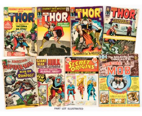 Marvel/DC Mix + (1960s-70s). Journey Into Mystery 105, 125, Thor 127, 130, 131, 134, Amazing Spider-Man 32 well worn spine, T