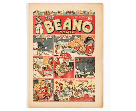 Beano No 195 Xmas (1942). Pansy Potter uproots a Nazi spy network. Propaganda war issue. Bright cover colours, light tan page