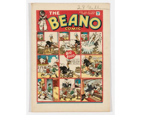Beano comic 107 (1940). Propaganda war issue. Hooky's Magic Bowler Hat silences the Nazi raiders. Tin-Can Tommy and Clanky th