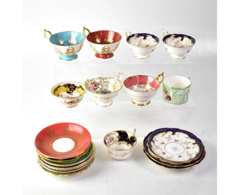 A group of Coalport and Aynsley cabinet cups and decorative teaware, to include Aynsley cup and saucer 2832, turquoise ground