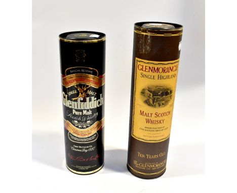 Two cased Scotch whiskies, a Glenmorangie ten year old single highland malt, and a Glenfiddich single malt special reserve (2
