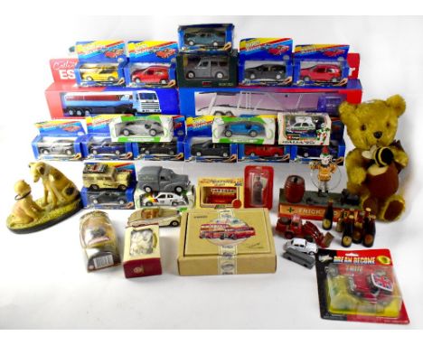 A quantity of diecast vehicles to include Corgi buses, Esso Collection vehicles, Matchbox Hatra Tractor Shovel and other item