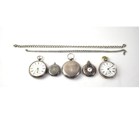 Three hallmarked silver pocket watches, comprising an open face pocket watch by Waltham of Massachusetts, an example by Willi