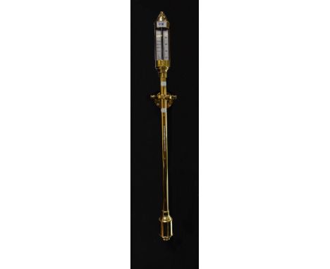 RUSSELL OF NORWICH; a reproduction brass maritime barometer, length 93cm.