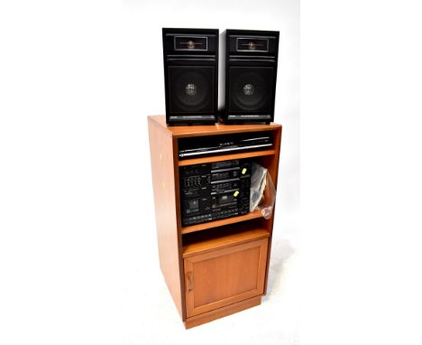G PLAN; a media cabinet, a Philips stereo, a pair of Philips speakers and a Toshiba RD-97DT HDD &amp; DVD recorder.