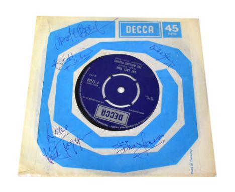 THE ROLLING STONES; a 45rpm single 'The Last Time', the cover bearing the signatures of Keith Richards, Bill Wyman, Brian Jon