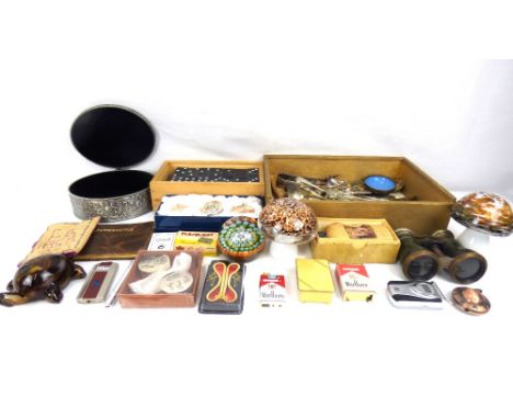 Various items of modern and vintage collectibles to include Wedgwood and other glass mushroom-form paperweights, trinket boxe