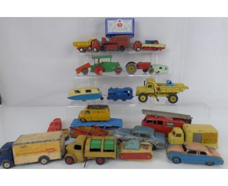 Various vintage Dinky, Corgi and other diecast vehicles, to include a Ford Sedan blue, a Lucozade Delivery Van, a Garbage Wag