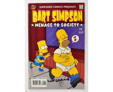 THE SIMPSONS; 'Bart Simpson Menace to Society', comic bearing the signature of Matt Groening.We have not authenticated this s
