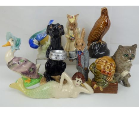 Various vintage collectible figures to include Beswick 'Lunchtime Lab' and Beatrix Potter 'Jemima Puddleduck', Royal Doulton 