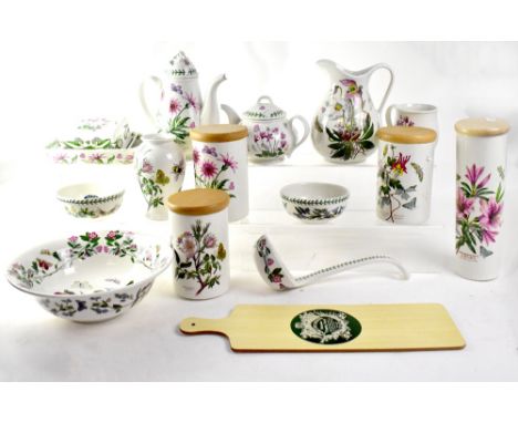 PORTMEIRION; a quantity of 'Botanical' ware items, to include covered canisters, teapot, coffee pot, jug, bowl, ladle, etc.