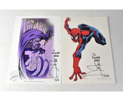 Two colour prints ' Batman' and 'Spiderman', both signed (2)We have not authenticated these signatures, please satisfy yourse