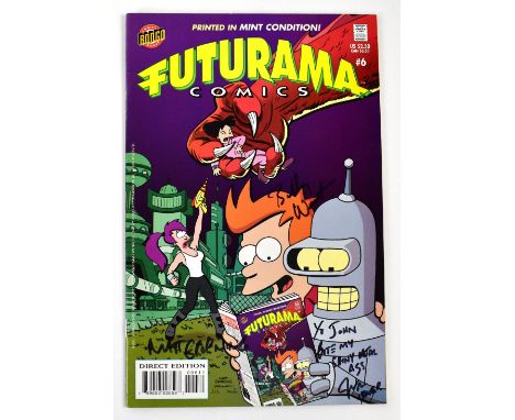 FUTURAMA; a comic bearing the signatures of Matt Groening, John DiMaggio and Billy West.We have not authenticated these signa