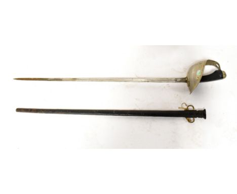 A Queen Elizabeth II officer's dress sword with shagreen-style handle, the blade stamped 'Wilkinson Sword', length 89cm, with