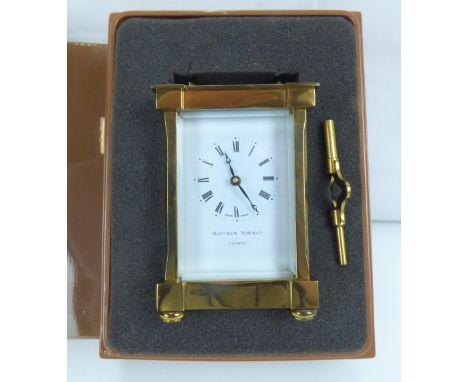 MATTHEW NORMAN, LONDON; a Cresta standard eight day carriage timepiece, the white dial set with Roman numerals, maker's name 