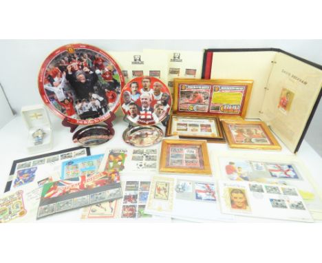 Various football collectibles to include a 'The Spirit of England' gentlemen's chronograph watch, in presentation case, vario