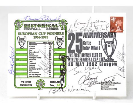 CELTIC EUROPEAN CUP WINNERS 1967; a commemorative first day cover bearing numerous signatures. We have not authenticated thes