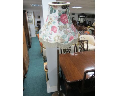 A BEECHWOOD FLOOR STANDARD LAMP with shade