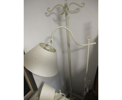 A METAL WHITE PAINTED FLOOR STANDARD LAMP together with a coat rack and a pair of wall lights
