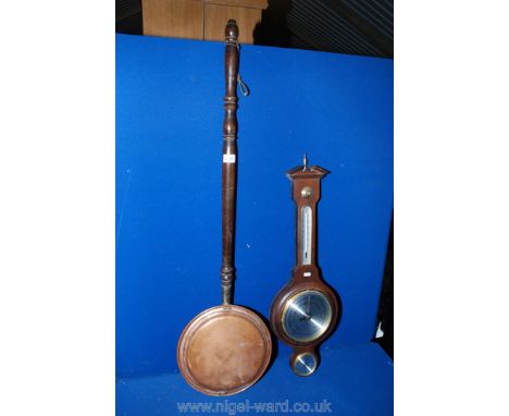A Copper Bed Warming Pan and a Wall Barometer / Hygrometer / Thermometer.