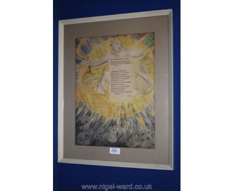 A Lithograph after William Blake 'The Progress of Poesy'.