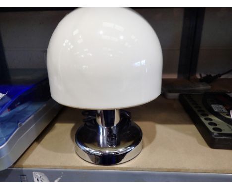 Small table lamp with chromed base and domed shade. Not available for in-house P&amp;P 