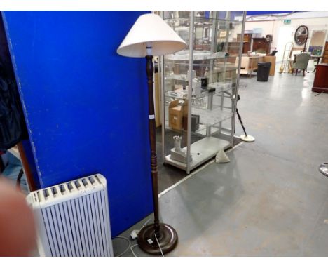 Mahogany standard lamp with turned stem. Not available for in-house P&amp;P 