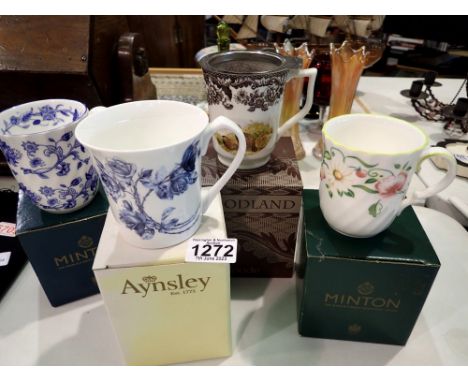 Four boxed mugs including Minton and Spode. P&amp;P Group 3 (£25+VAT for the first lot and £5+VAT for subsequent lots) 