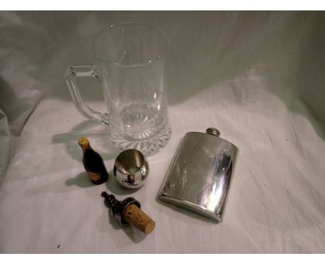 Hip flask, Lords pint tankard etc. Not available for in-house P&amp;P 