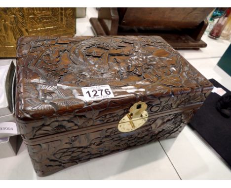 Carved Chinese box, 30 x 19 x 15 cm. P&amp;P Group 3 (£25+VAT for the first lot and £5+VAT for subsequent lots) 
