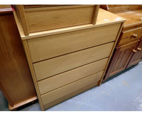 Oak chest of four roller drawers, 80 x 46 x 90 cm H. Not available for in-house P&amp;P 