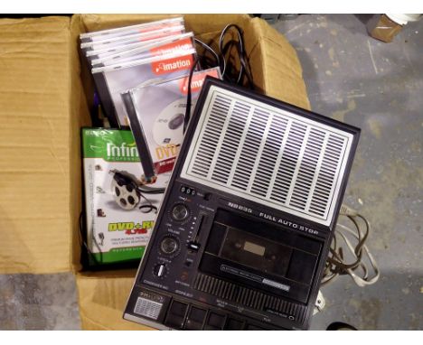 Phillips N2235 cassette recorder with cassette cables and a quantity of blank CDs. Not available for in-house P&amp;P 