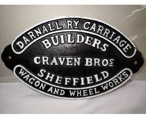 Cast iron Craven Brothers Coach Builders sign, W: 20 cm. P&amp;P Group 1 (£14+VAT for the first lot and £1+VAT for subsequent