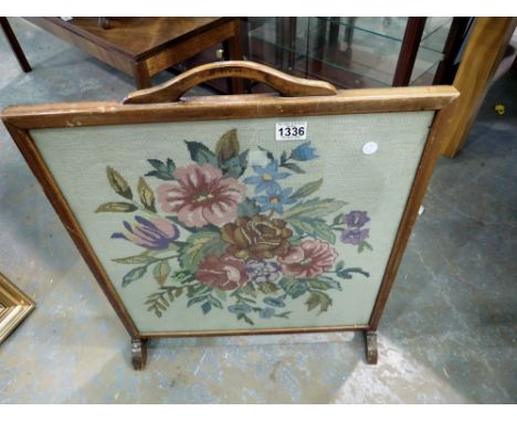 Tapestry fire screen, H: 72 cm. Not available for in-house P&amp;P 
