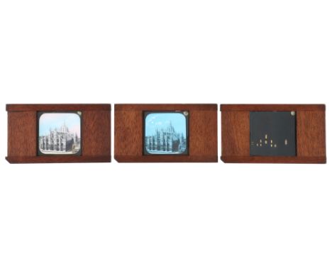 Milan Cathedral, Dissolving Magic Lantern Slide Set, ‘Milan cathedral’ day, night, and illuminations. 3 slide magic lantern d
