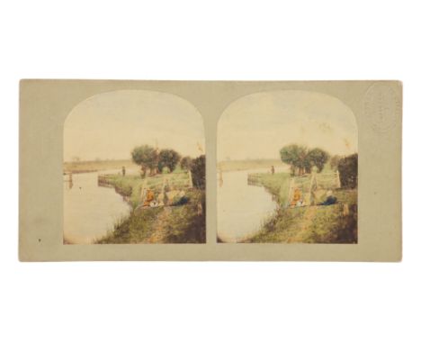 T. R. Williams Stereocard, Scenes in Our Village, Angling in the Stream, T. R. Williams Stereocard, Scenes in Our Village, No