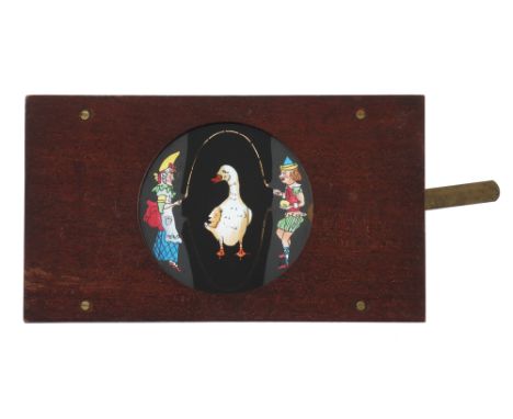 A ‘Goose skipping, with Punch and Judy’ Magic Lantern Slide, A ‘Goose skipping, with Punch and Judy’ hand-painted magic lante