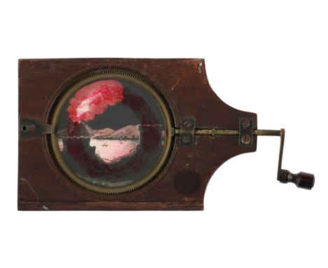 A ‘Volcano’ Hand-Painted Rackwork Magic Lantern Slide A ‘volcano’ hand painted rackwork magic lantern slide. works well. meas