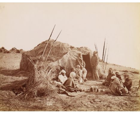 Australia. Captain Samuel Sweet Albumen print 200mm x 150mm unmounted in card frame. An encampment of aborigines in South Aus