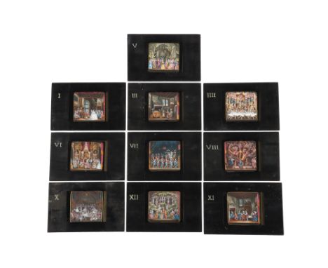 An Unusual Set of 10 French ‘Cinderella’ Magic Lantern Slides. An unusual set of 10 ‘Cinderella’ magic lantern slides. wood f