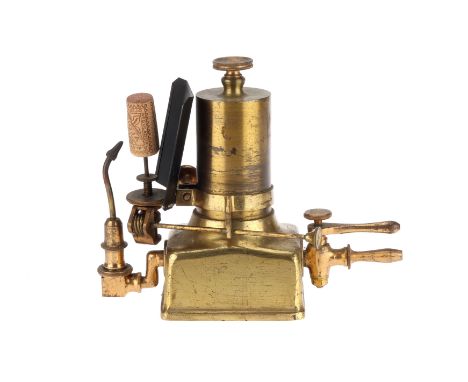 A Lawson Ether Saturator, English, c.1880, unsigned, lacquered brass body with ether reservoir, oxygen pipe and shut off valv