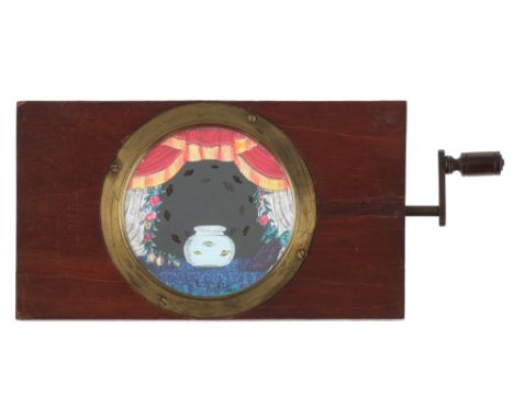 A Fish Bowl, Rackwork Magic Lantern Slide, A ‘fishbowl’ hand-painted rackwork magic lantern slide. works well. measuring 7” x