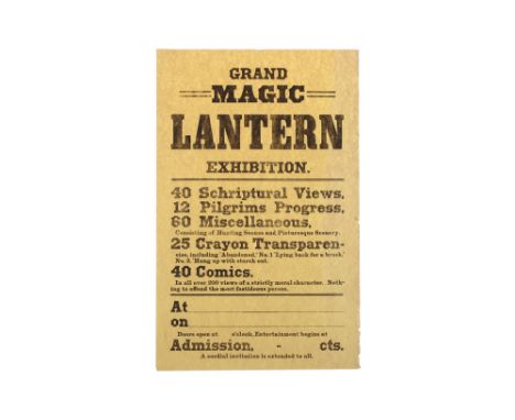 2 Original Period Magic Lantern Lecture Posters, including a poster titled 'Grand Magic Lantern Exhibition....In all over 200