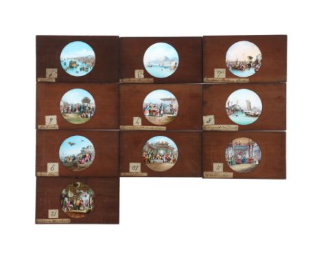 Scenes In China, 10 Extremely Fine Hand Painted Magic Lantern Slides, English, 19th century, 10 slides ( 10cm x 8 cm) from a 