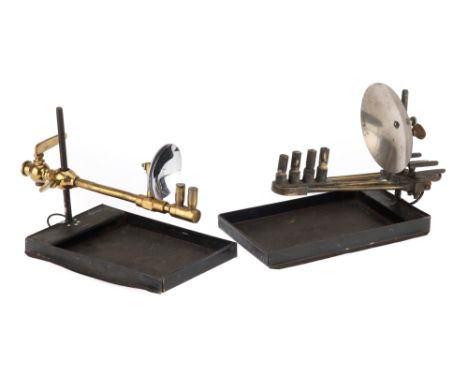 2 Magic Lantern Gas Illuminants, including a small lacquered brass illuminant impressed 'INCANTO, with 2 gas jets, and anothe