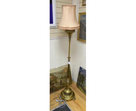 A Victorian telescopic oil lamp standard, converted to electricity