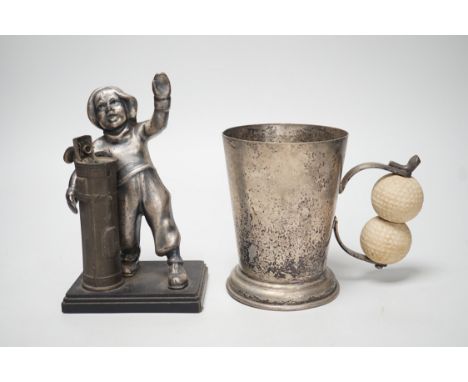 Golfing interest - novelty figural lighter and tankard. 18cm high