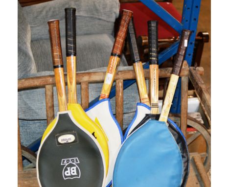 6 VARIOUS VINTAGE TENNIS RACQUETS     