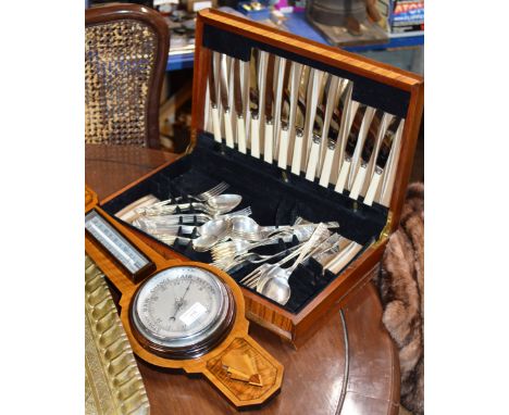 ART DECO COMBINATION BAROMETER THERMOMETER &amp; CANTEEN OF CUTLERY     
